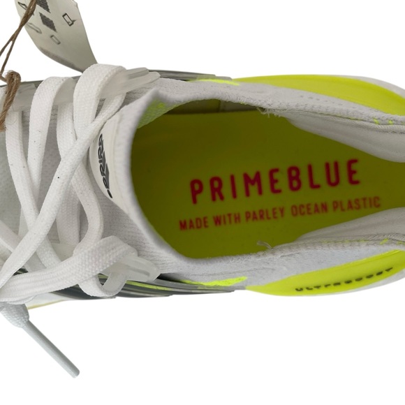 Men’s Size 8.5 Adidas UltraBoost 21 White Solar Yellow Tennis Shoes Runners NWT - Picture 4 of 8